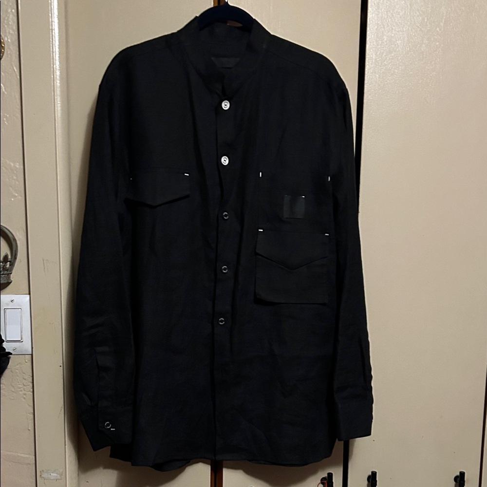 Avtandil Black linen button -Up Shirt